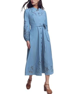 Boden Petite Mae Linen Blend Shirt Dress - Blue