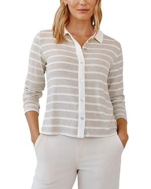 Bella Dahl Contrast Placket Button Down Shirt - Gray