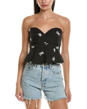 REVERIEE Embroidered Crop Top - Blue