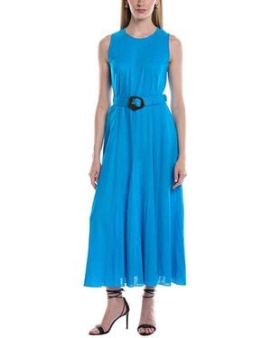Diane von Furstenberg Elliot Linen-blend Midi Dress - Blue