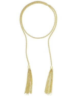 Adornia Plated Tassel Wrap Necklace - White