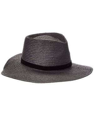 Vince Wide Brim Straw Fedora - Black