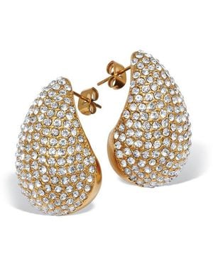 Palmbeach Jewelry Plated Stainless Steel Crystal Earring - White