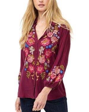 Johnny Was Seren Silk Shirt - Red