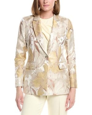 Anne Klein Jacquard Peak Lapel Jacket - Natural