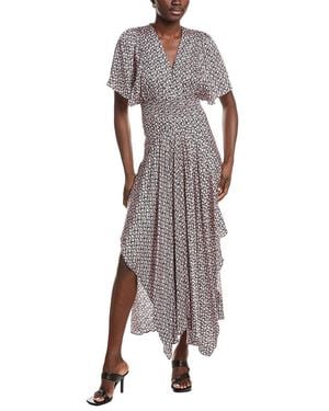 Maje Flutter Satin Maxi Dress - Pink