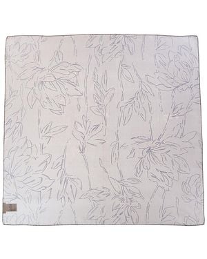 Brunello Cucinelli Magnolia Print Silk Scarf - Green