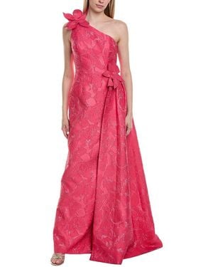 Teri Jon Printed One Shoulder Gown - Pink