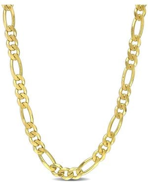 Italian Silver 18K Over Figaro Chain Necklace - Metallic