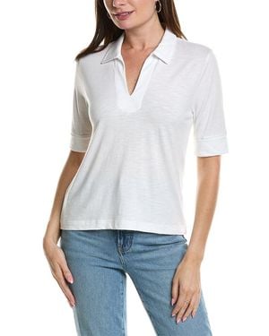 Lilla P Elbow Sleeve Collared T-Shirt - White
