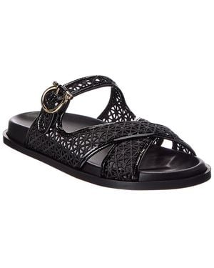 Ferragamo Cosmy Lace & Leather Sandal - Black