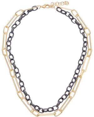 Juvell 18k Plated Double Row Link Necklace - Metallic
