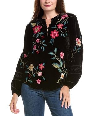 Johnny Was Velvet Estate Silk-Blend Blouse - Black