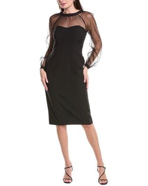 Maggy London Illusion Mesh Sheath Dress - Black