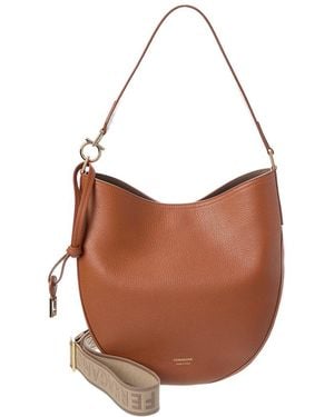 Ferragamo North/South Medium Leather Hobo Bag - Brown