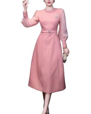 BURRYCO Solid Midi Dress - Pink