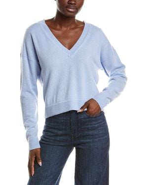 NAADAM Cashmere Cropped V-Neck Pullover - Blue