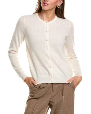 InCashmere Basic Crewneck 100% Cashmere Cardigan - White