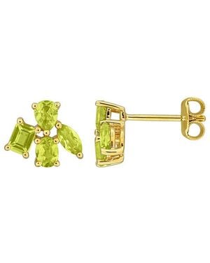 Rina Limor 1.42 Ct. Tw. Peridot Floral Stud Earrings - Metallic