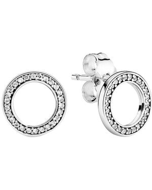 PANDORA Signature Cz Sparkling Circle Stud Earrings - Metallic