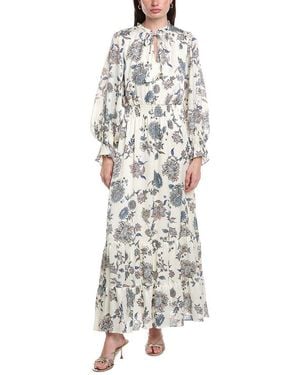 Vince Camuto V-Neck Long Sleeve Maxi Dress - White