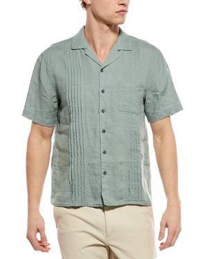 Onia Linen Pintuck Camp Shirt - Green