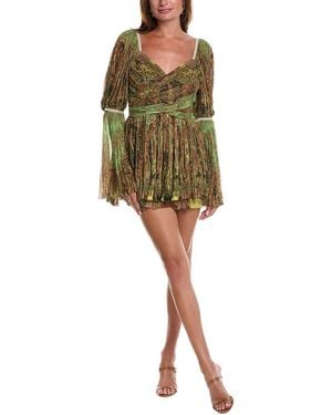 Etro Madras Silk Mini Dress - Green