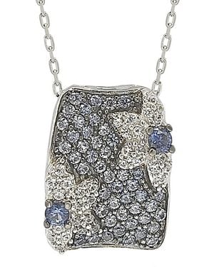 Suzy Levian Silver 0.86 Ct. Tw. Sapphire Necklace - Metallic