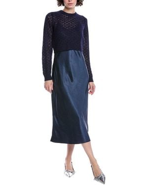 Design History 2Pc Val Wool-Blend Jumper Slip Dress - Blue