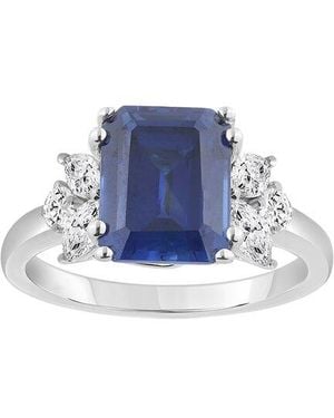 Brilliant Bloom 14K 6.80 Ct. Tw. Lab-Grown Diamond & Sapphire Ring - Blue