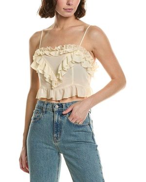 Bardot Alira Frill Detail Crop Top - Blue