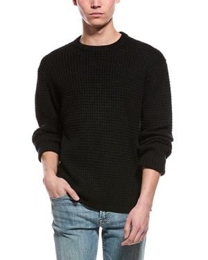 Slate & Stone Waffle Knit Wool-Blend Crewneck Jumper - Black
