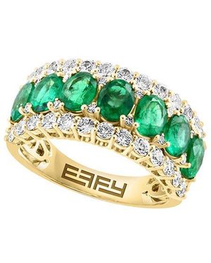 Effy Fine Jewelry 14K 3.38 Ct. Tw. Diamond & Emerald, Sapphire Ring - Green