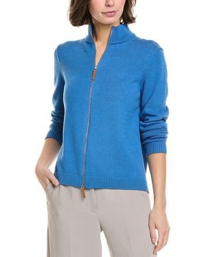 Lafayette 148 New York Fitted Silk-Blend Bomber Jacket - Blue