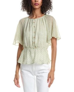 Vince Camuto Double Ruffle Button Down Shirt - Green
