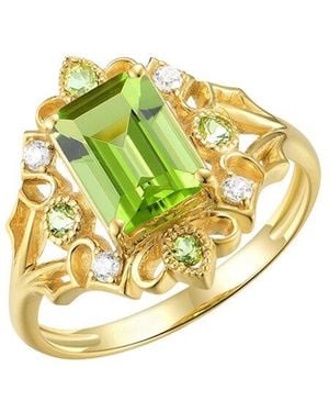 Kai Fine Jewelry 14K 1.86 Ct. Tw. Diamond & Peridot Cocktail Ring - Metallic