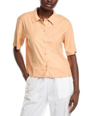 Monrow Short Sleeve Linen Vacation Shirt - White