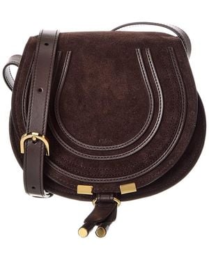 Chloé Marcie Small Suede Saddle Bag - Brown