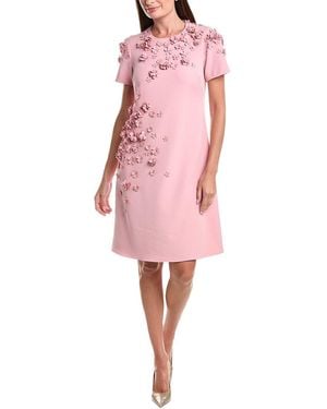 Teri Jon Crepe 3D A-Line Dress - Pink
