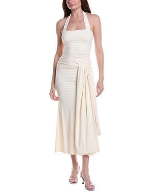 Bardot Emilia Tie Front Halter Dress - Natural