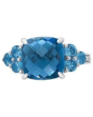 Haus of Brilliance 18K 6.59 Ct. Tw. Diamond & Topaz Cocktail Ring - Blue