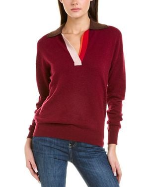 InCashmere Colorblocked Cashmere Polo Shirt - Red