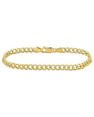 Italian Gold 14K Curb Link Chain Ankle Bracelet - Metallic
