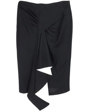 Givenchy Asymmetric Draped Knee Skirt, Size Fr (Authentic Pre-Loved) - Black