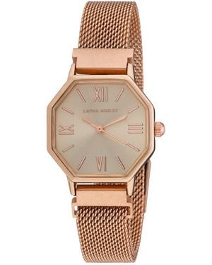 Laura Ashley Octagon Alloy Mesh Bracelet Watch 25mm - Natural
