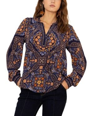 Hale Bob Raina Long Sleeve Silk Blouse - Blue