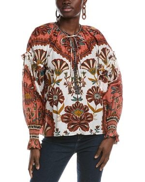 FARM Rio Riad Cream Blouse - Red