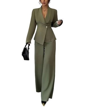 Amanda Royal 2Pc Blazer & Pant Set - Green