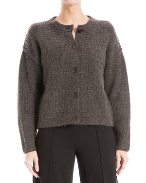 Max Studio Wool-Blend Button-Front Cardigan - Grey