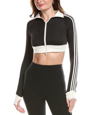 Marion 4 Stripes Two-Way Zipper Cropped Track Jacket - Black